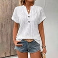thumbnail image 4 of yeiolnoer Shirts for Women Short Sleeve V Neck Sweater Eyelet Tunic Top Knit Elegant Summer Spring Tops Casual Blouse, 4 of 6