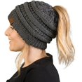 thumbnail image 1 of HSHDLDF Ponytail Messy Bun BeanieTail Women's Beanie Solid Ribbed Hat Cap, 1 of 6