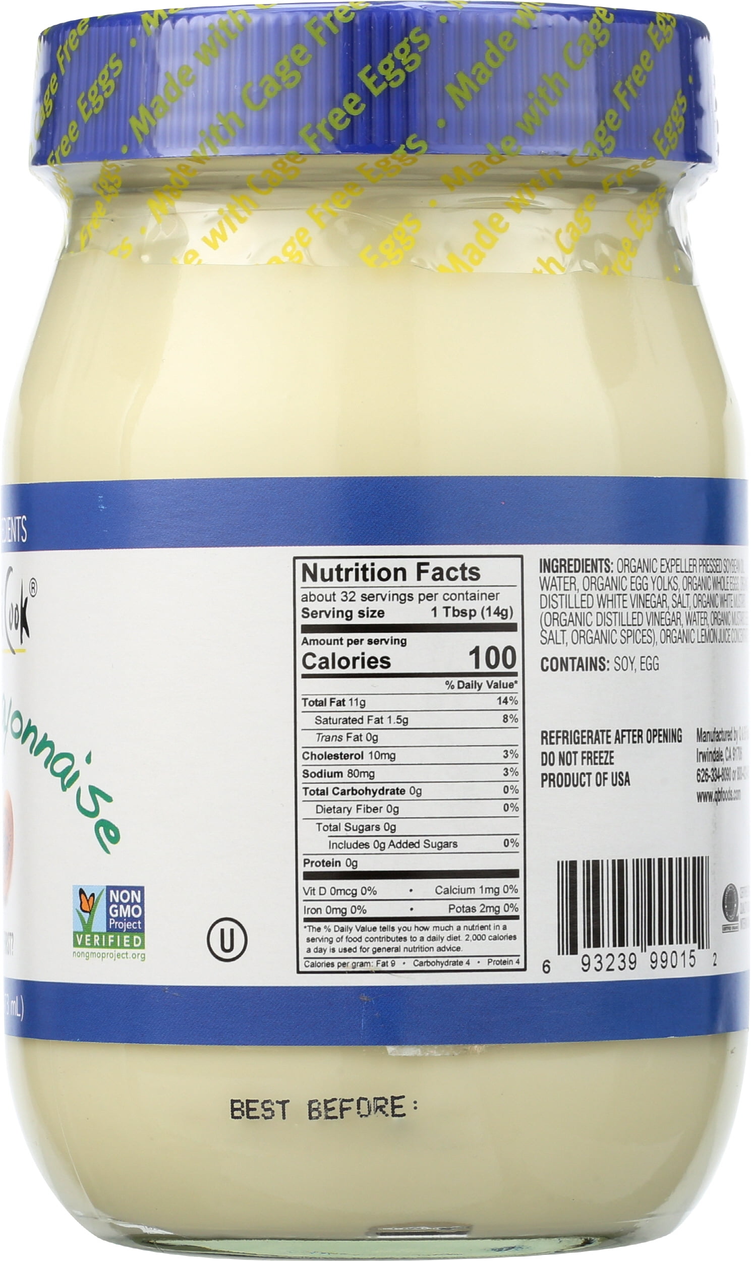 Pack of 6, The Ojai Cook Organic Mayonnaise, 16fl oz