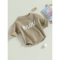 thumbnail image 3 of Cenuakty Baby Boys Girls Sweater Rompers Letter Embroidery Crew Neck Long Sleeve Infant Jumpsuits Fall Toddler Clothes Knit Bodysuits, 3 of 9