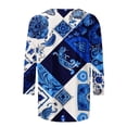 thumbnail image 5 of HLKJKLS Long Sleeve Shirts For Women Spring Print 3/4 Sleeve Round Neck Loose T Shirt Polyester Spandex Casual Fashion Blue S-3Xl, 5 of 7