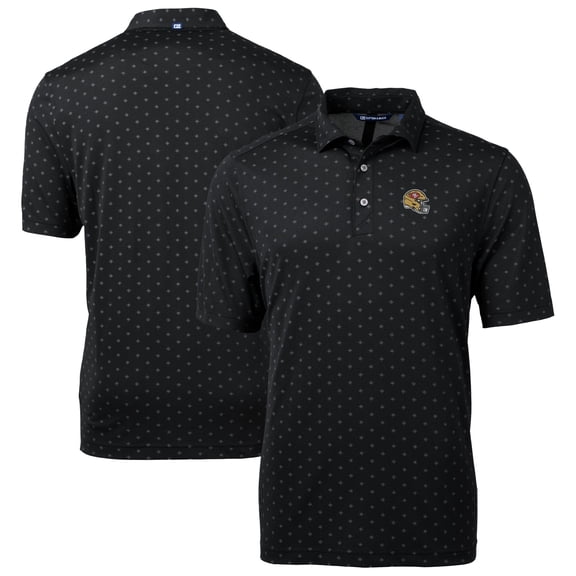 Men's Cutter & Buck Black San Francisco 49ers Big & Tall Virtue Eco Pique Tile Print Recycled Polo