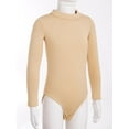 thumbnail image 4 of Miutii Kids Girls Fleece Lined Long Sleeve Undergarment Gymnastics Ballet Dance Leotard Bodysuit Tops Nude Mock Neck 8-9, 4 of 7