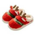 thumbnail image 3 of Rotm Christmas House Slippers Christmas Slippers For Women Men Soft Plush Cozy House Bedroom Warm Reindeer Cute Holiday Slippers Indoor Outdoor Red,5.5, 3 of 5