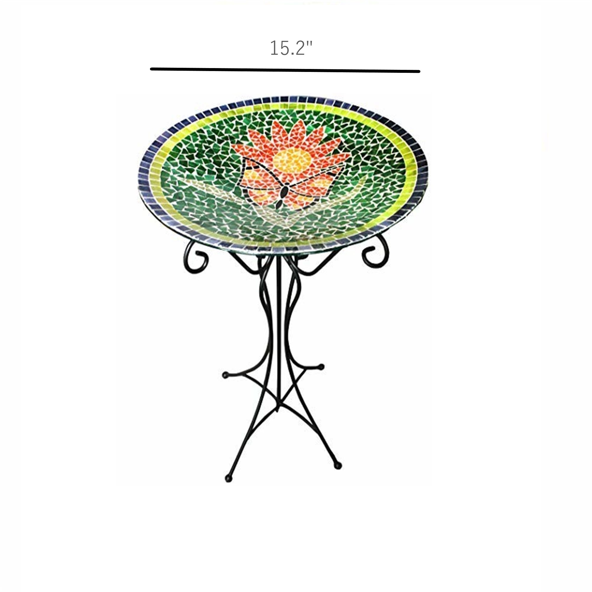 Gardener's Select Butterfly Mosaic Glass Bird Bath and Stand - image 2 of 2
