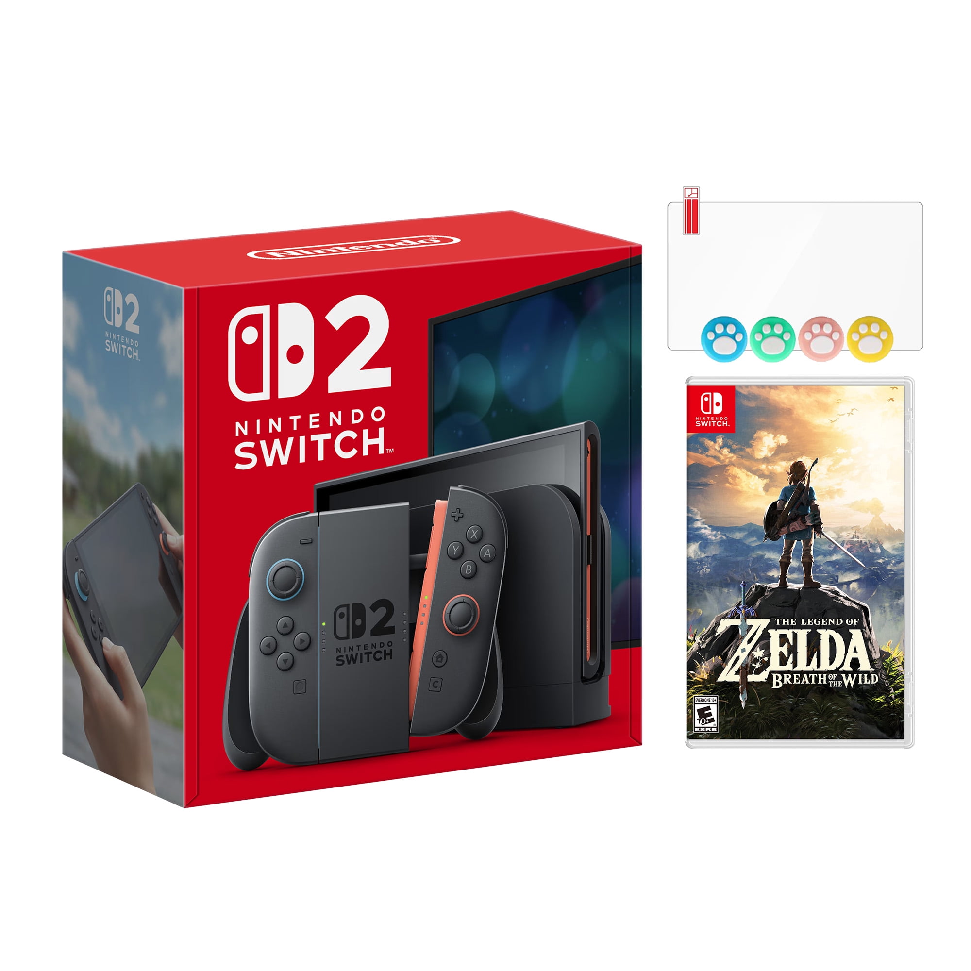 Nintendo Switch 2 Console 256GB 7.9-Inch 1080P HDR Touch Screen, Joy-Con 2 with Mouse Sensor, Dock, with The Legend of Zelda: Breath of the Wild And Mytrix Joystick Caps & Screen Protector