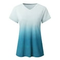 thumbnail image 5 of CHGBMOK Womens Summer Tops Casual Gradient Short Sleeve V Neck Tie-dye T Shirts Loose Fit Plus Size Plain Tees, 5 of 7