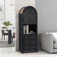 thumbnail image 4 of LEFHDA 6-Tier Arched Storage Cabinet with Drawer, Cabinet with Doors and Countertop, Arched Bookcase with Storage, Kitchen Pantry Cabinet, Wooden Storage Cabinet for Living Room, 4 of 7