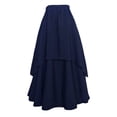 thumbnail image 2 of Vynhevius Women's Irregular Layered Maxi Skirt Solid Elastic Waist Vintage Medieval Casual Long A Line Skirts, 2 of 6
