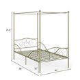 thumbnail image 2 of Costway Twin Size Metal Canopy Bed Frame 4 Poster Steel Slats Headboard Footboard Gold, 2 of 9