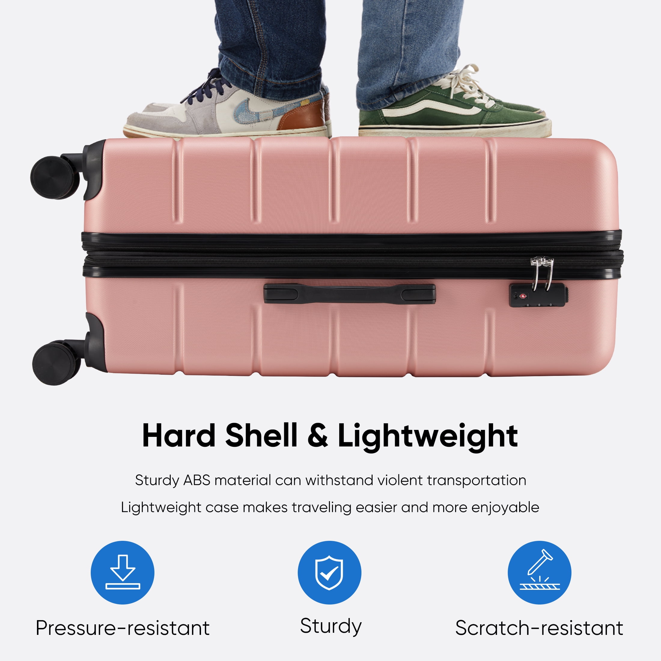 edx Hardside Carry on Luggage with Spinner Wheels, Hard Shell ABS Suitcase, 20Inch Lightweight Expandable Rolling Luggage, Pink  (图5) edx Hardside Carry on Luggage with Spinner Wheels, Hard Shell ABS Suitcase, 20Inch Lightweight Expandable Rolling Luggage, Pink  (图5)