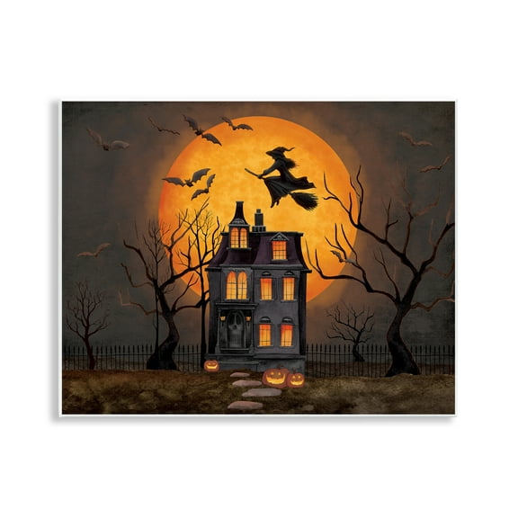 Stupell Industries Haunted Night Mansion Wall Plaque Art design by Nicole Tamarin, 11 x 14
