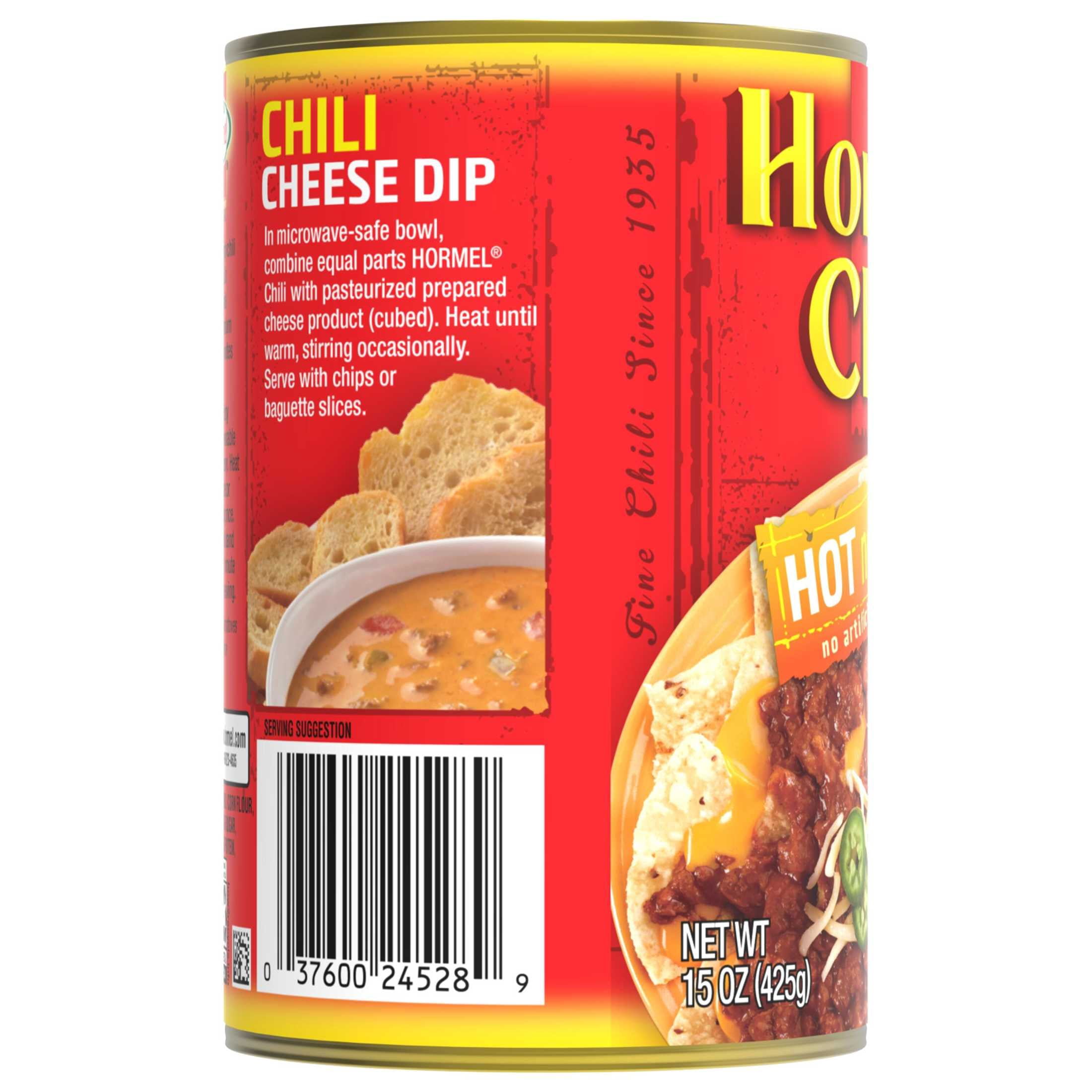 (4 pack) HORMEL Chili Hot No Beans, No Artificial Ingredients, Steel Can 15 oz