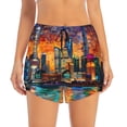 thumbnail image 2 of Daiia Neon Shanghai Cityscape Night Pattern Women's 2 in 1 Running Shorts - Lightweight Athletic Workout Gym Yoga Shorts Liner with Phone Pockets-Medium, 2 of 7