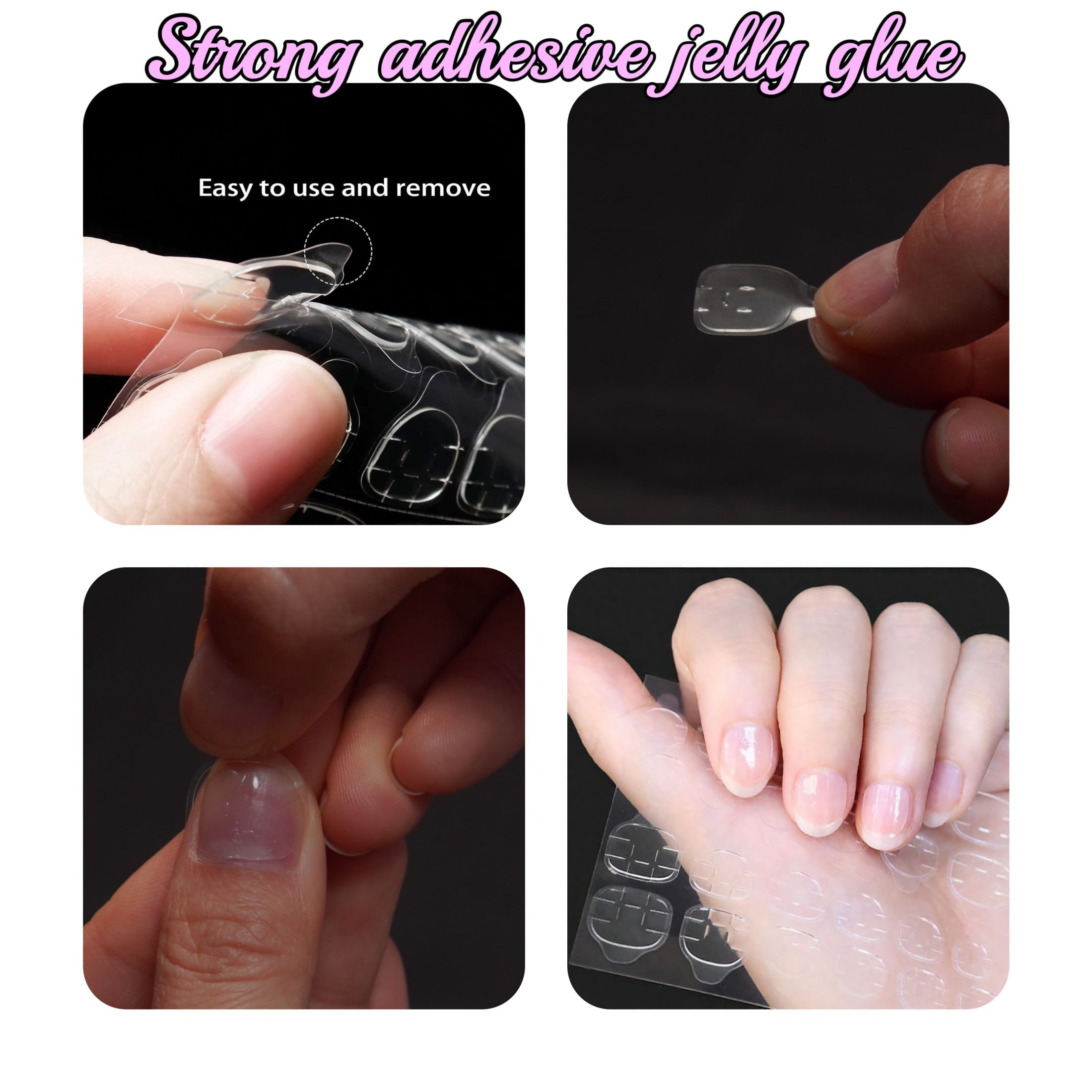 Nailfairy Handmade Press-On Nails | Square Shape Sparkling Galaxy Pink Gradient Design, Reusable with Free Application Kit Included—Medium
