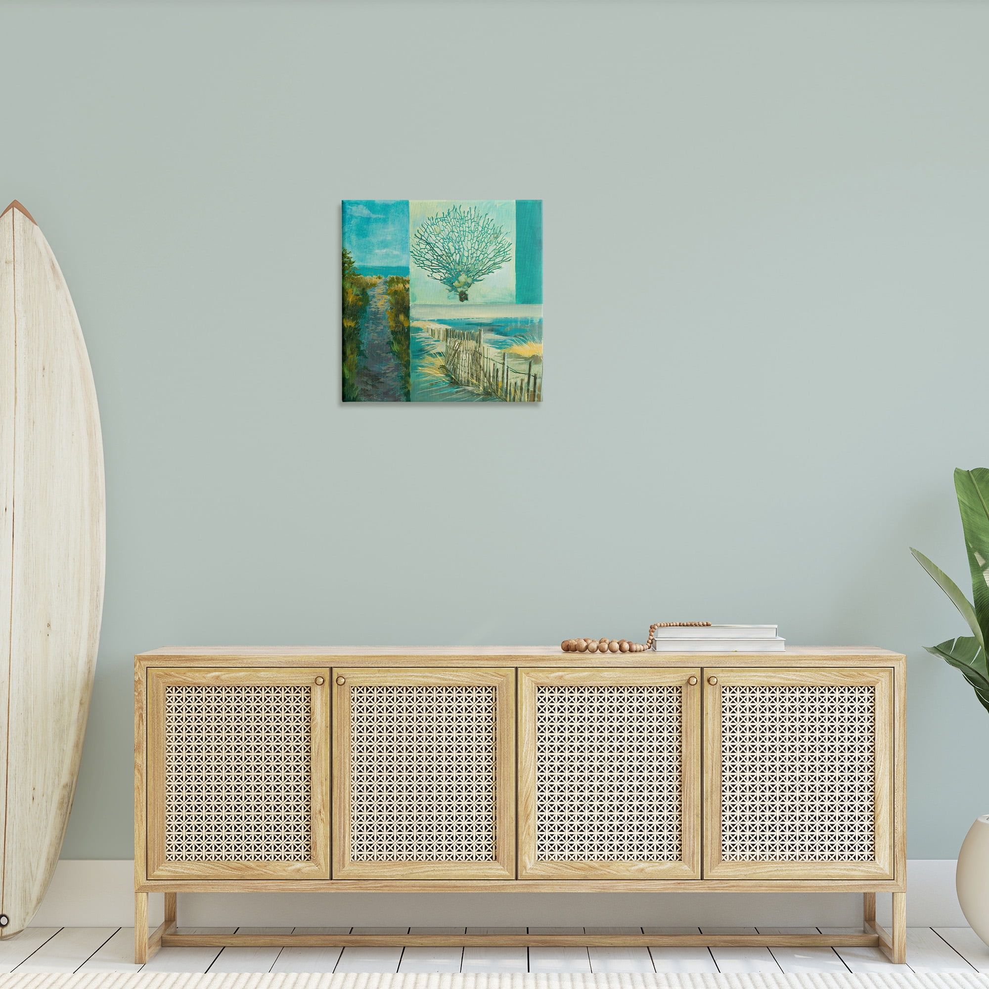 Stupell Industries Modern Beach Coral Collage Landscape Painting Gallery Wrapped Canvas Art Print Wall Art, 24 x 24