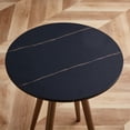 thumbnail image 5 of Modern Minimalism Black Faux Marble End&Side Table,Small Accent Coffee Table with Black Metal Legs,Round Nightstand for Living Room,Bedroom,Apartment Small Space ( MDF Tabletop + Metal Legs ), 5 of 5