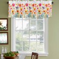thumbnail image 3 of Orange Spring Floral Curtain Valances for Windows, Kitchen Valance Window Treatments Panel 2 Pack, Summer Flowers Botanical Farmhouse Rod Pocket Short Curtains for Bathroom Bedroom 60 x 18 Inch, 3 of 8