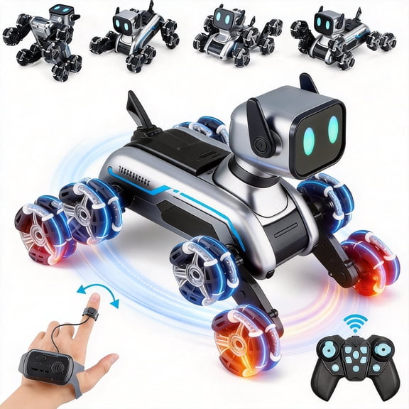 WIDELAND Robot Dog Toys RC Stunt Car for Kids Adults, 8WD Gesture Sensor Remote Control Cars with Light, Music, 2.4Ghz Remote Control Robot, Christmas Birthday Toy for 6 Kids