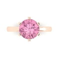 thumbnail image 2 of 3.0ct round cut pink Zircon 18k rose gold Bridal Wedding Engagement Promise Anniversary Ring for Women size 6.5, 2 of 7