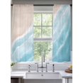 thumbnail image 2 of Summer Blue Beach Wave Sheer Curtains 2 Panels Set Coastal Nautical Watercolor Gradient Ocean Sheer Window Curtains Light Filtering Rod Pocket Voile Drapes for Bedroom Living Room 52"X72", 2 of 9