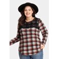 thumbnail image 3 of Top RITERA para mujer, talla grande, manga larga, encaje cuadriculado, 4XL, 3 of 6