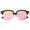 Black-Gold / Pink Mirror, variant on sunglassLA Unisex Bold Metal Nose Bridge Color Mirror Lens Round Half-Frame Sunglasses (Black-Gold / Magenta Mirror) - 52mm