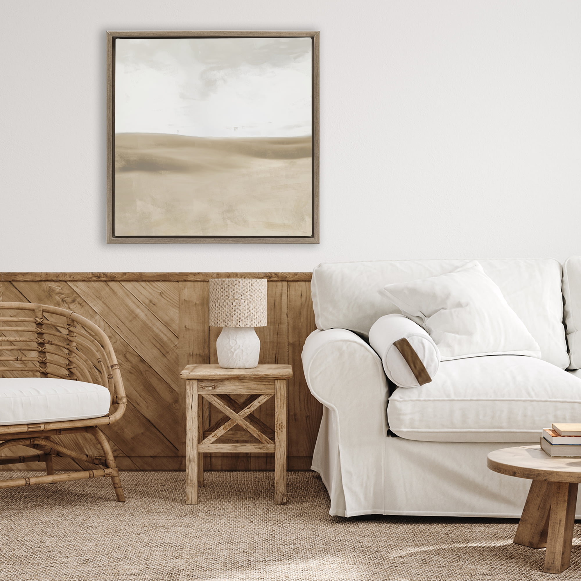 Stupell Industries Smooth Neutral Hills Brown Framed Floater Canvas Wall Art, design by Dan Meneely