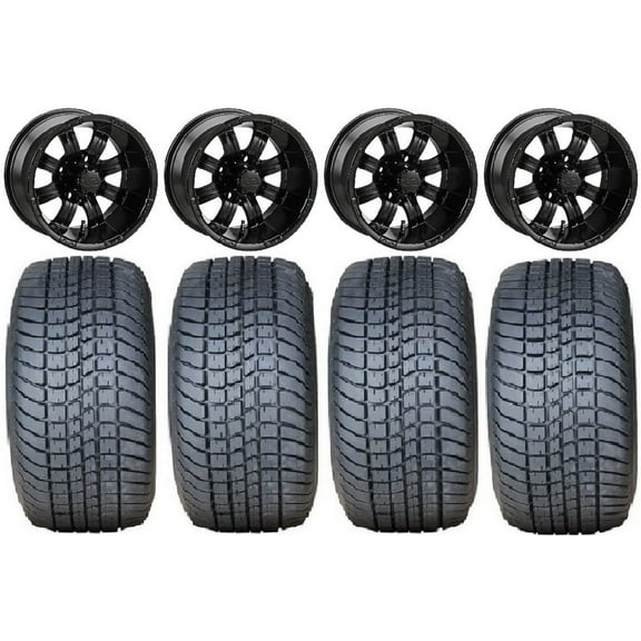 LSI Casino 12" Black Golf Wheels 215x50-12 Pro Rider Tires E-Z-GO & Club Car