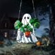 thumbnail image 1 of Decoración colgante para ventana de Halloween | Maceta suculenta con forma de fantasma | Decoración espeluznante para interiores y exteriores | Fantasma de plástico sosteniendo una maceta, 1 of 6