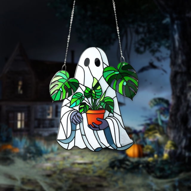 Vrorvz Halloween Ghost Window Hanging Decoration Plastic Long Lasting Easy Hanging Spooky Cute Design for Windows Mirrors Walls Reusable Weather Resistant Indoor Outdoor