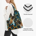 thumbnail image 2 of Honeycomb Bee Starry Bee Honey Reusable Grocery Bags Shopping Totes Foldable Washable Pouch Handbag Storage Bag, 2 of 7