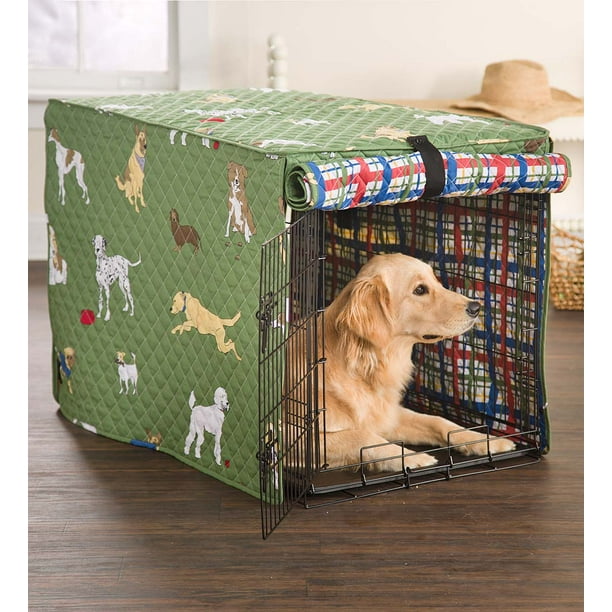 Bedtime Tails Quilted 100 Cotton Dog Crate Cover with Snaps, in Medium