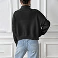 thumbnail image 4 of HAiming Women's Cute Bow Sweaters Solid Long Sleeve Turtleneck Casual Loose Pullover Ribbed Knit Crop Tops Blouse, 4 of 4