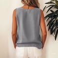 thumbnail image 5 of Camisole Tops For Women Casual Gray Cotton Linen Tank For Comfy Wear Sleeveless Crewneck Shirt Blouse Loose Fit Buttoned Decorative Vest Summer Tops For Women, 5 of 7