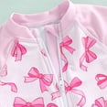 thumbnail image 5 of Girls Long Sleeve Rash Guard One Piece Swimsuit, Pink Bow Print with Ruffle Hem, UPF 50+ Front Zip Bathing Suit for Beach Pool(Pink,0-3 Months), 5 of 6