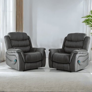 Bestier Set of 2 41 in. Microfiber Power Lift Recliner w/ 8-Point Vibration Heating Massage Assistance Recliner, Dual Motor