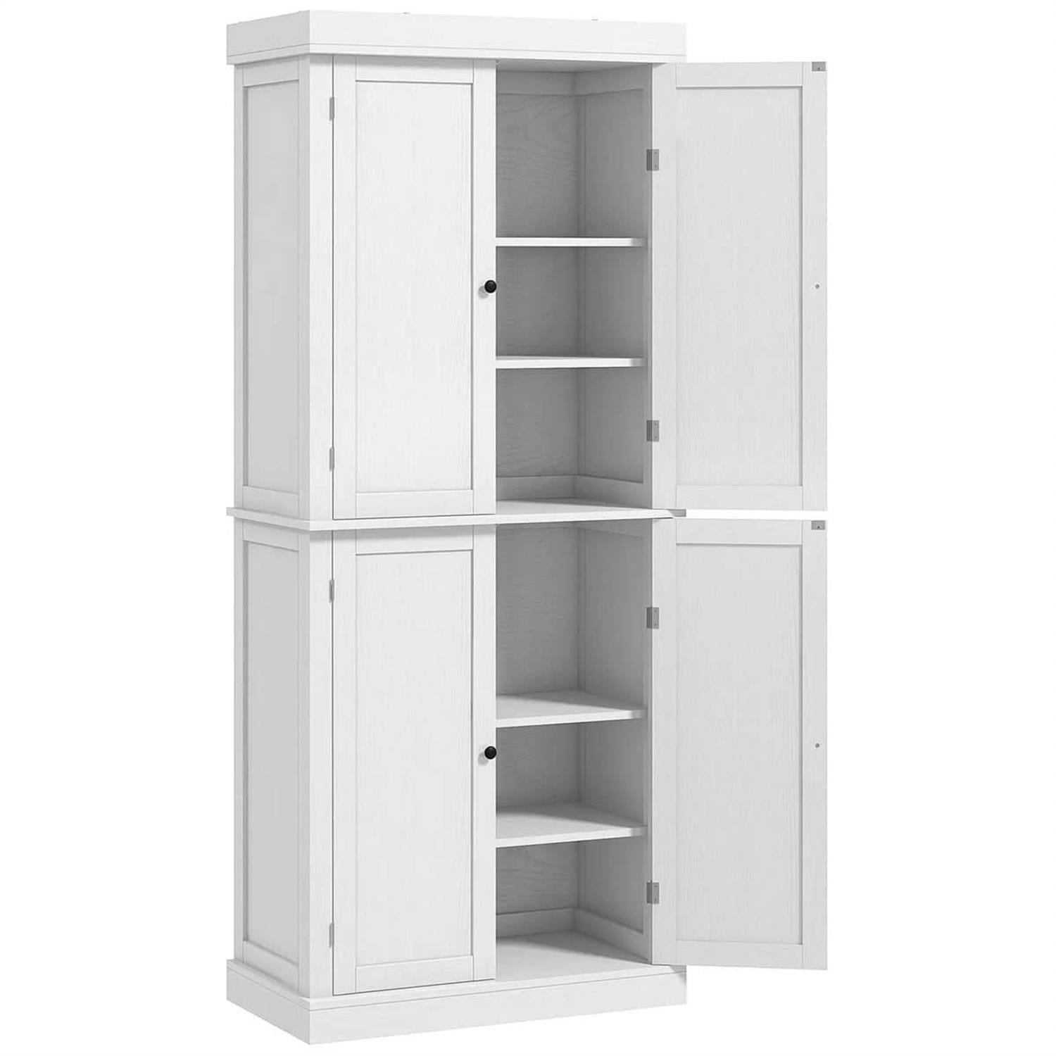 Demi Bonn 72" Large Kitchen Cabinet, Pantry Storage with Doors & Shelves, Freestanding Food Pantry Cabinet, Space-Saving Storage Solution, White