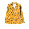thumbnail image 3 of Womens Halloween Pajamas Sets Long Sleeve Turndown Collar Button Sleepwear Elastic Waist Pockets Pants Fashion Printed Loungewear Set Orange XXL, 3 of 4