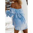 thumbnail image 3 of Blusa con volantes en capas,Blusa con hombros descubiertos para mujer, jersey con hombros descubiertos, top con volantes en capas, rendimiento de gama alta, 3 of 5