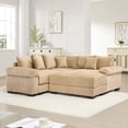 thumbnail image 3 of FFH 79.1" Oversized Cloud Sectional Couch, Convertible Sleeper Sofa with Movable Ottoman, 3 Seater Corduroy Living Room Chaise Sofa, Camel, 3 of 16