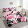 thumbnail image 3 of Manfei Pink Black Graffiti 7-Piece Twin Bedding Sets,Modern Abstract Geometric Bedding Comforter Set,Vitage Stripe Pattern Sheet Sets For Kids,Super Cozy Room Decor Reversible, 3 of 8