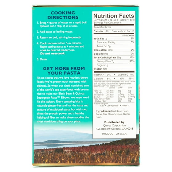 black bean pasta nutrition