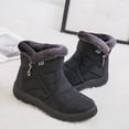 thumbnail image 3 of Snow Boots for Women Plush Warm Zipper High Top Flat Winter Booties Soft Sole Winter Outdoor Walking Shoes, 3 of 6