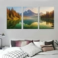 thumbnail image 3 of Nawypu Beautiful Lake Mountain Range Sunrise Sunset Landscape Canvas Wall Art, Autumn Forest National Park Scenery, Nature Scenic Picture Print Artwork Painting Decor 12''x16''X3 Panels, 3 of 4