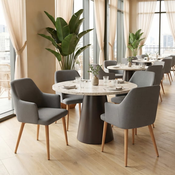 Wisom Dining Chair Gray Dining Chair, Modern Style, Comfy and durable 40% polyethylene + 30% polyurethane + 30% polyester fabric, Plywood, Indoor Dining