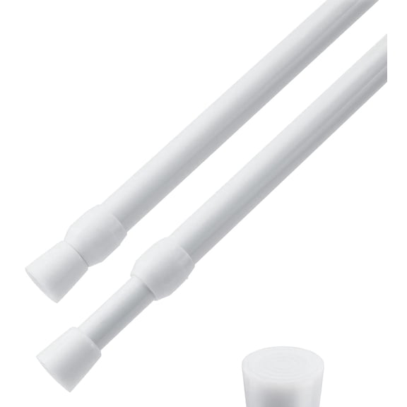 PandaTop 2 Pack Spring Tension Rods for Windows 16 to 28 Inch, Curtain Rods No Drilling, Adjustable Curtain Rod,Heavy Duty Small Spring Loaded Curtain Rods, Tension Curtain Rod, White