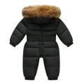 thumbnail image 5 of Ruyang Toddler Boys Girls Puffer Snowsuit Winter Warm Fuzzy Hooded Jumpsuit Quilted Down Adjustable Waist Zip Up Outfits, 5 of 6