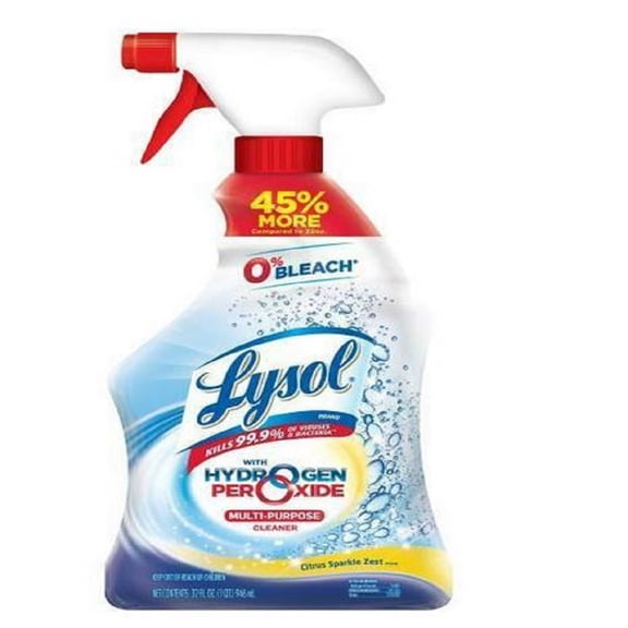 Lysol with Hydrogen Peroxide Multi-Purpose Cleaner, Citrus Sparkle Zest 32 oz (Pack of 2)