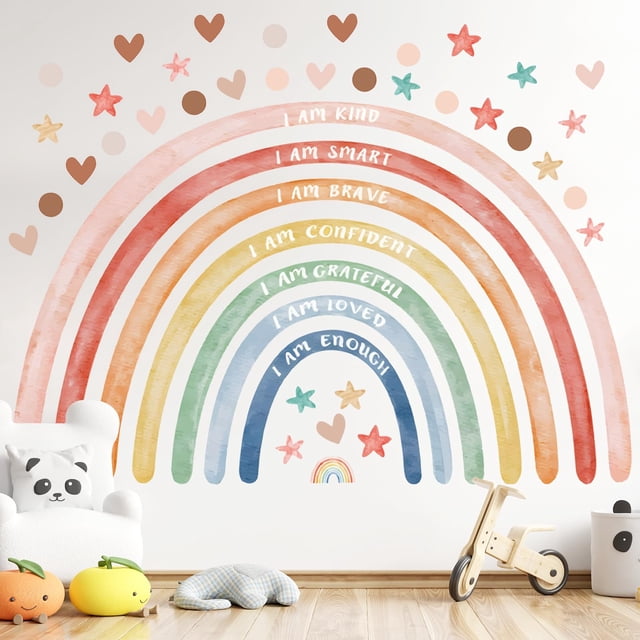 Adhesivo de pared CODOHI Watercolor Rainbow con cita inspiradora